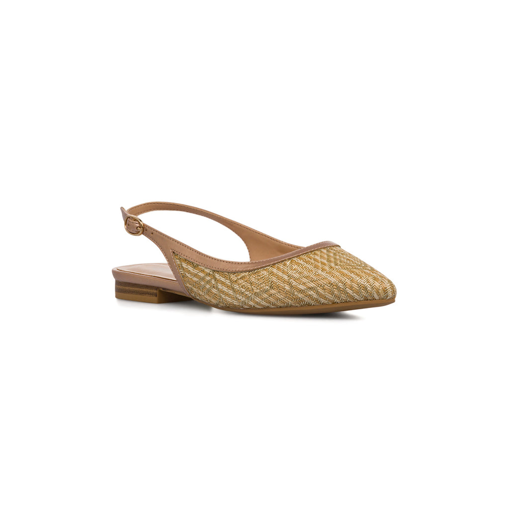 Ballerine slingback oro effetto rafia da Donna con cinturino Lora Ferres