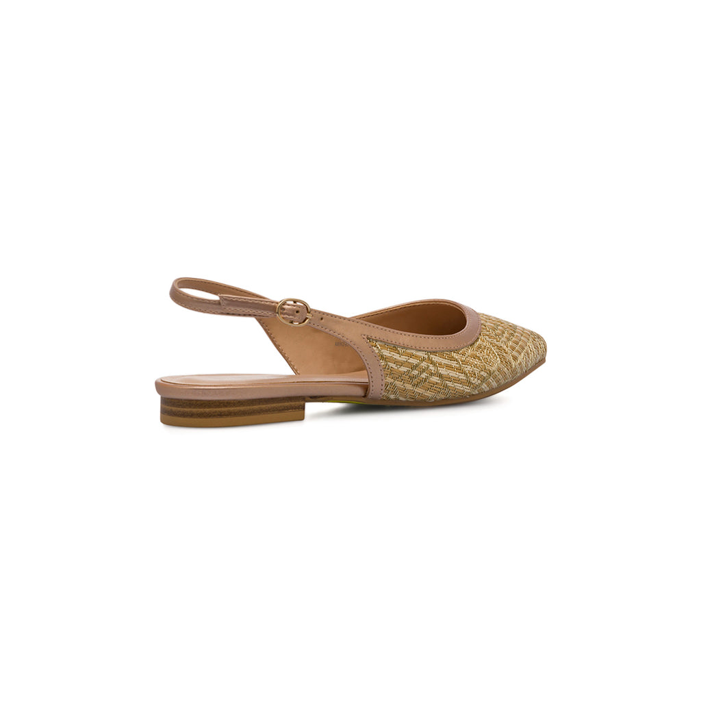 Ballerine slingback oro effetto rafia da Donna con cinturino Lora Ferres