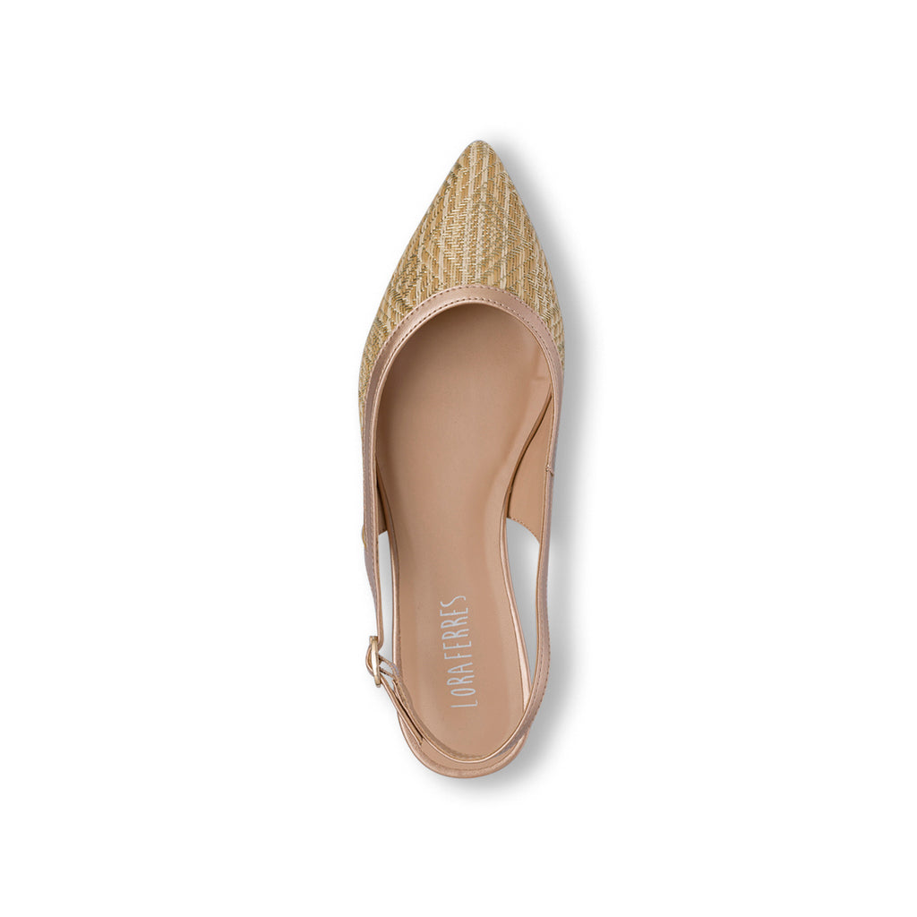 Ballerine slingback oro effetto rafia da Donna con cinturino Lora Ferres