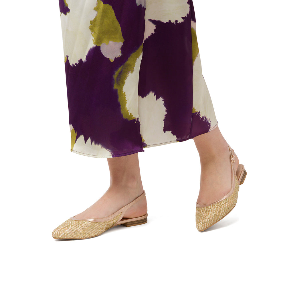 Ballerine slingback oro effetto rafia da Donna con cinturino Lora Ferres