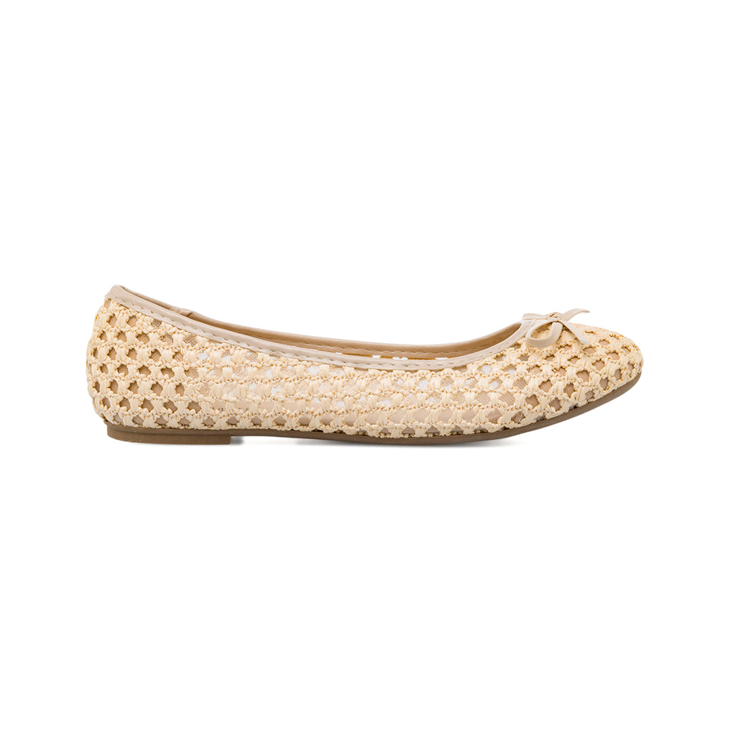 Ballerine beige da Donna traforate effetto crochet con fiocco Lora Ferres