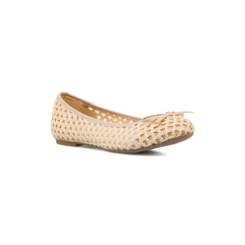 Ballerine beige da Donna traforate effetto crochet con fiocco Lora Ferres