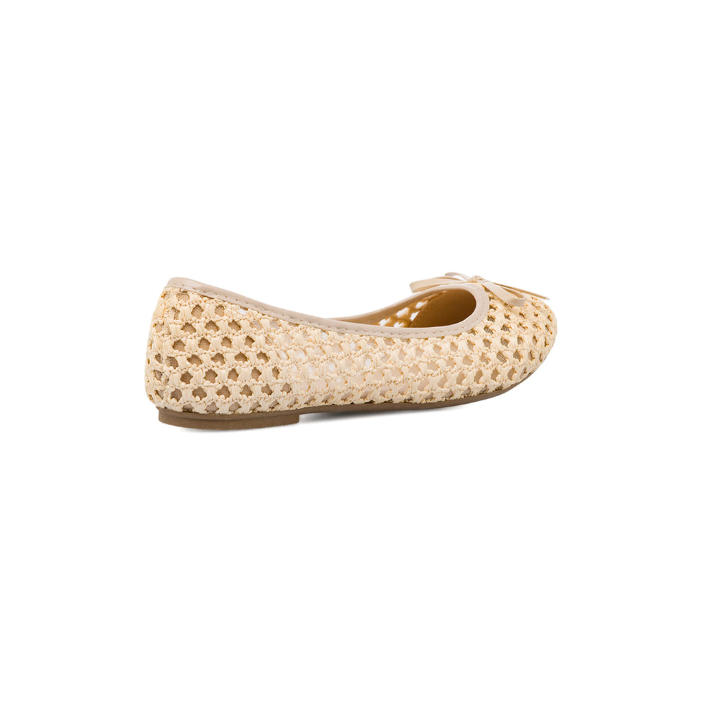 Ballerine beige da Donna traforate effetto crochet con fiocco Lora Ferres
