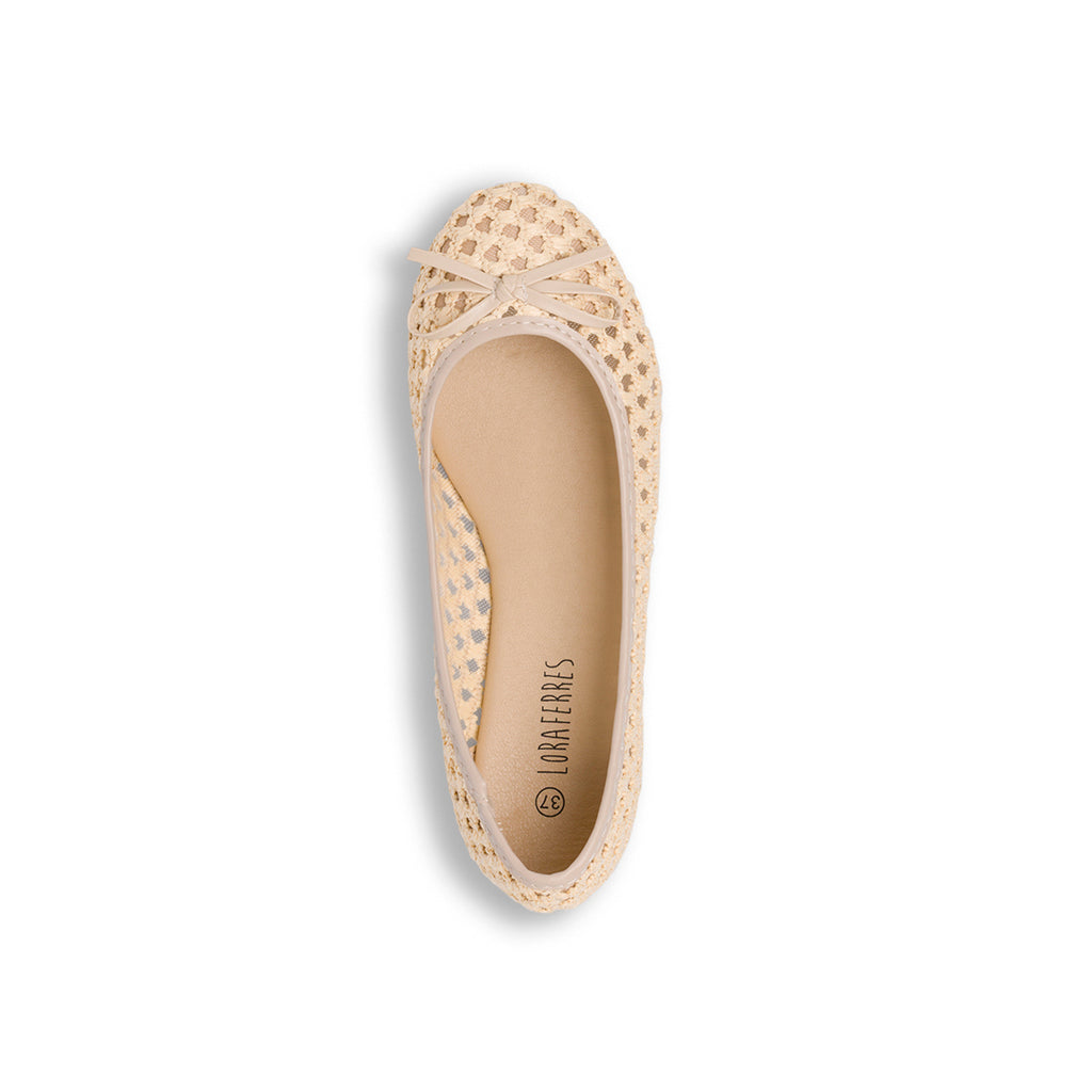 Ballerine beige da Donna traforate effetto crochet con fiocco Lora Ferres