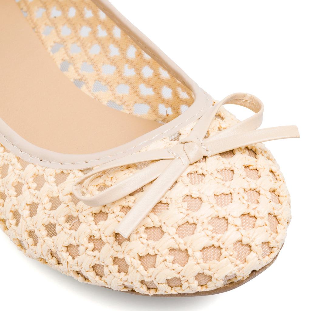 Ballerine beige da Donna traforate effetto crochet con fiocco Lora Ferres