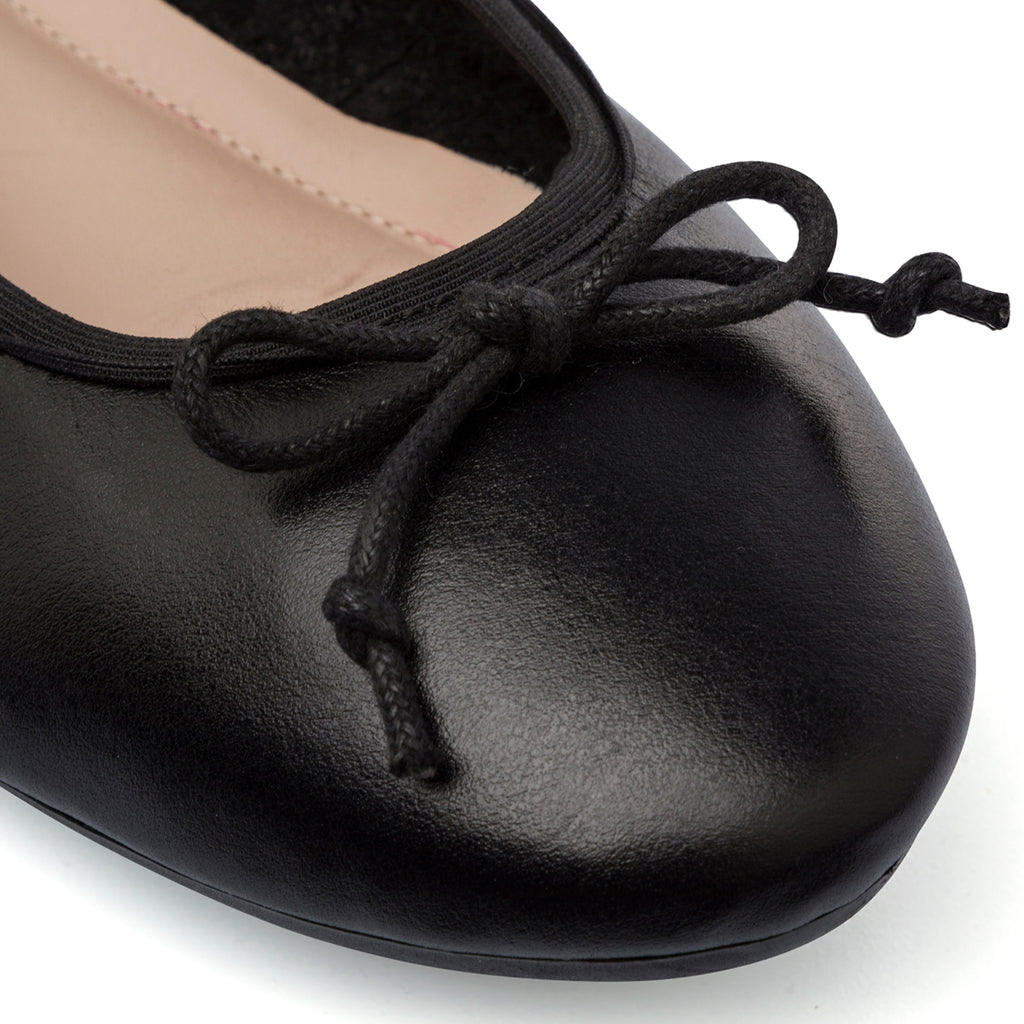Ballerine nere da Donna con fiocco in morbida pelle P Essentials