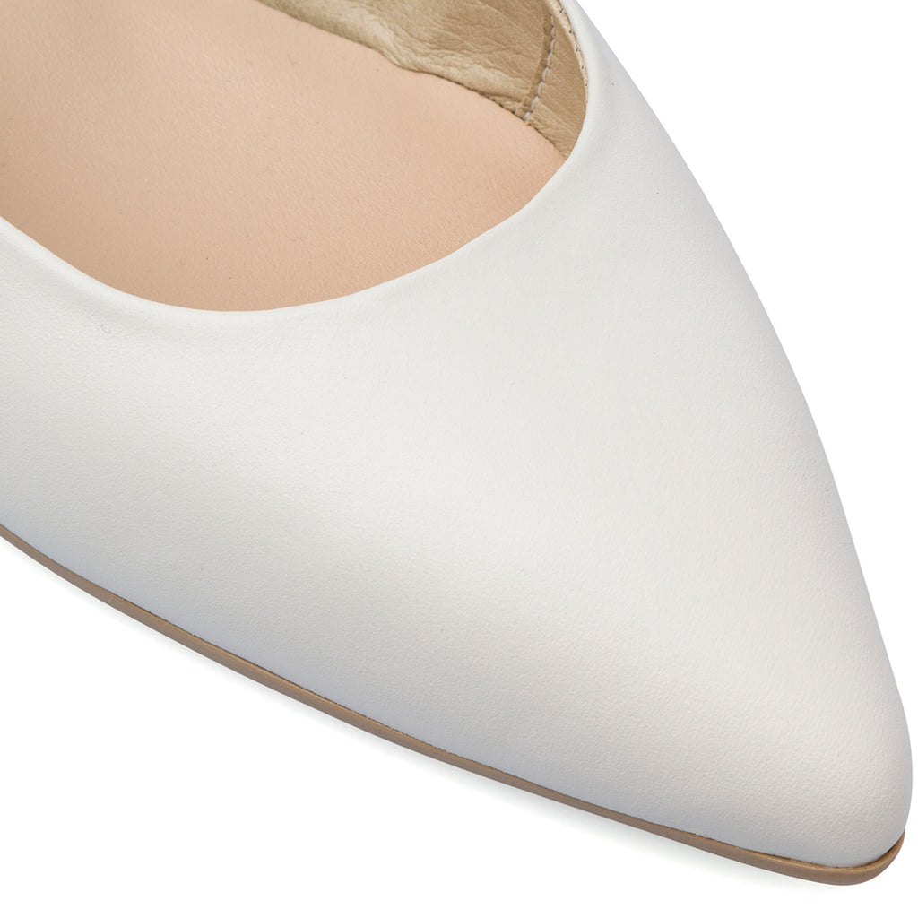Ballerine Slingback bianche da Donna in pelle con cinturino Primopiano