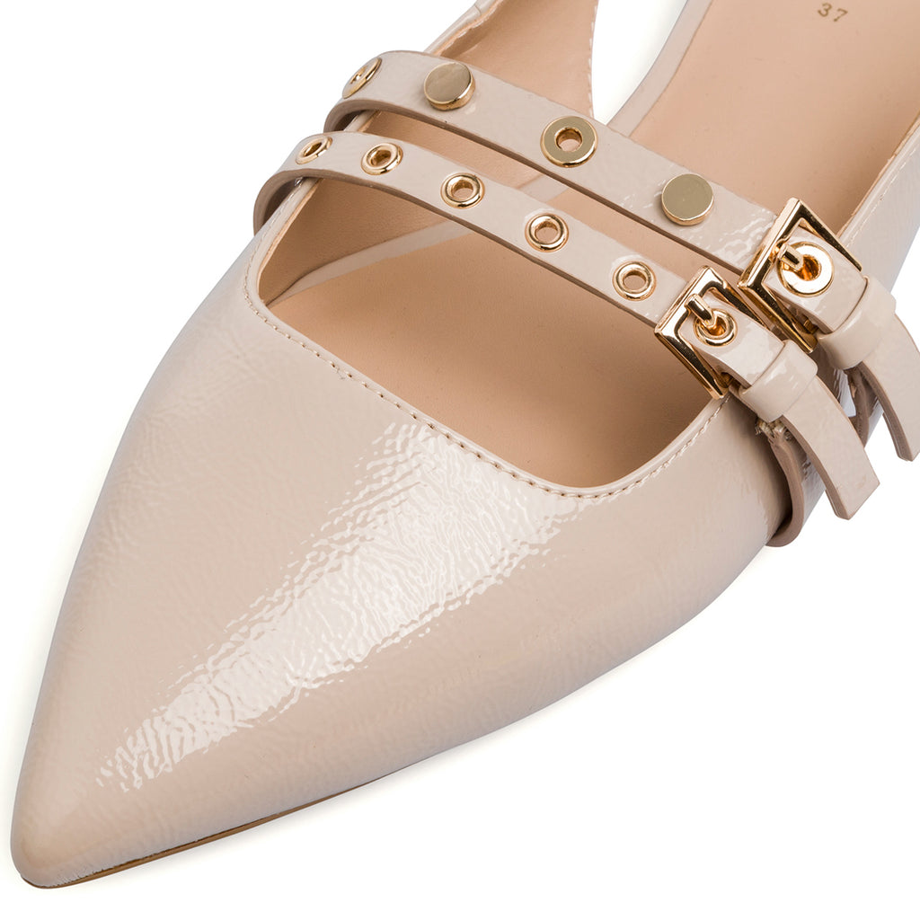 Ballerine beige da Donna con cinturino e fibbie Lora Ferres
