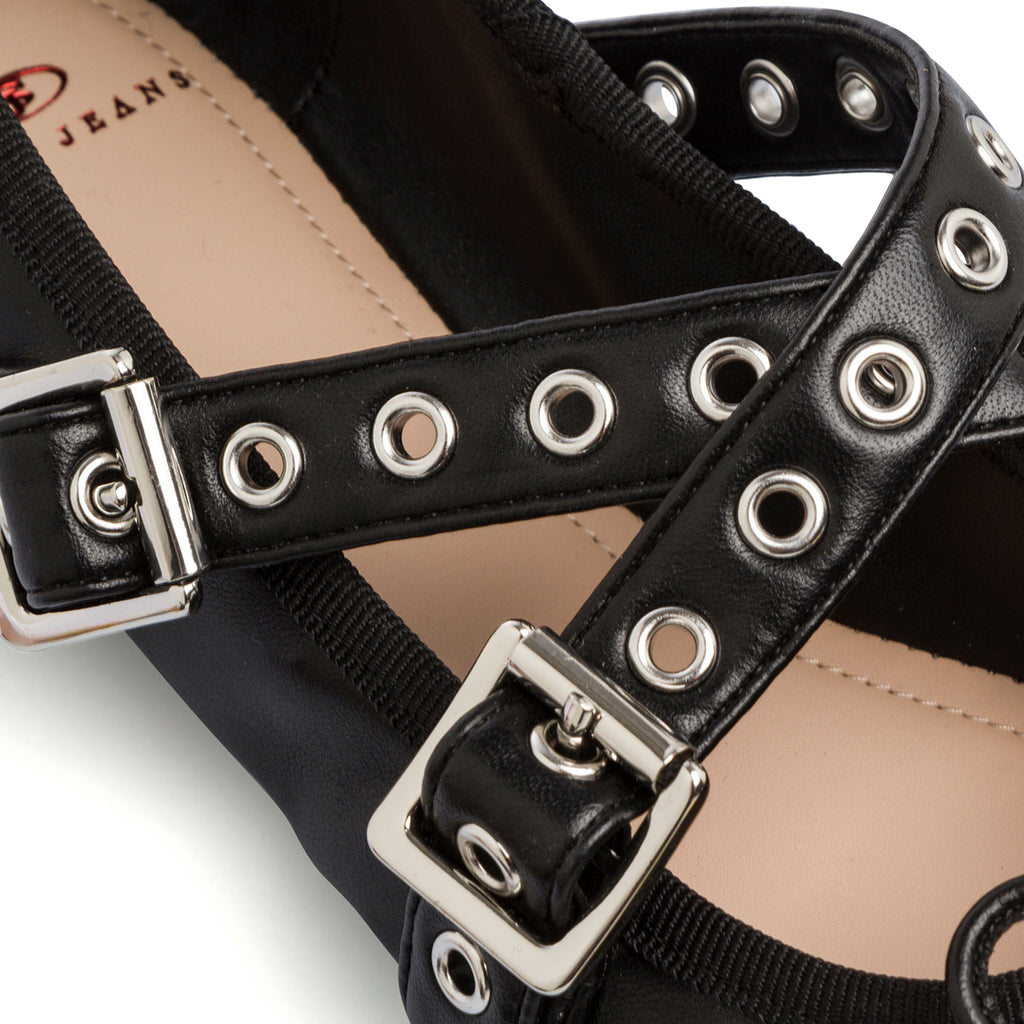 Ballerine nere da Donna con fibbie e occhielli Swish Jeans