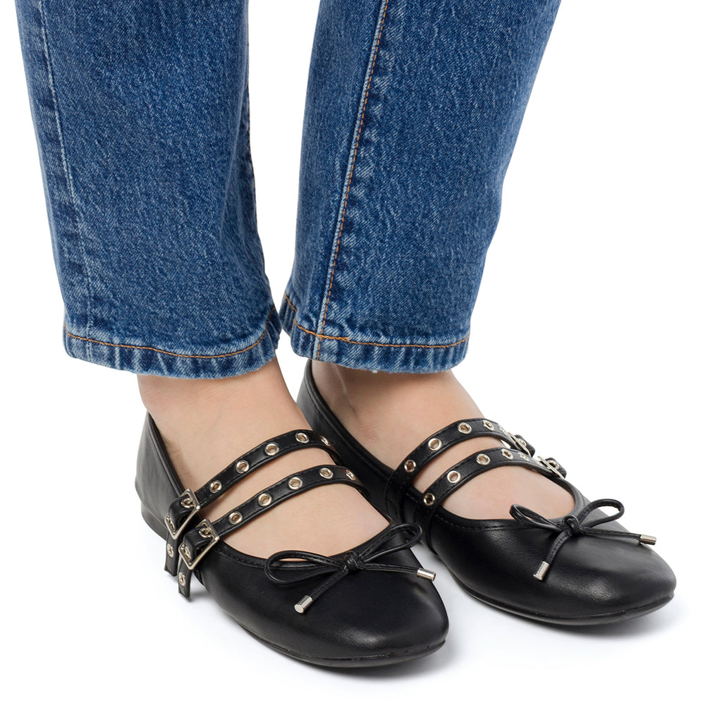Ballerine nere da Donna con fibbie e borchie Swish Jeans