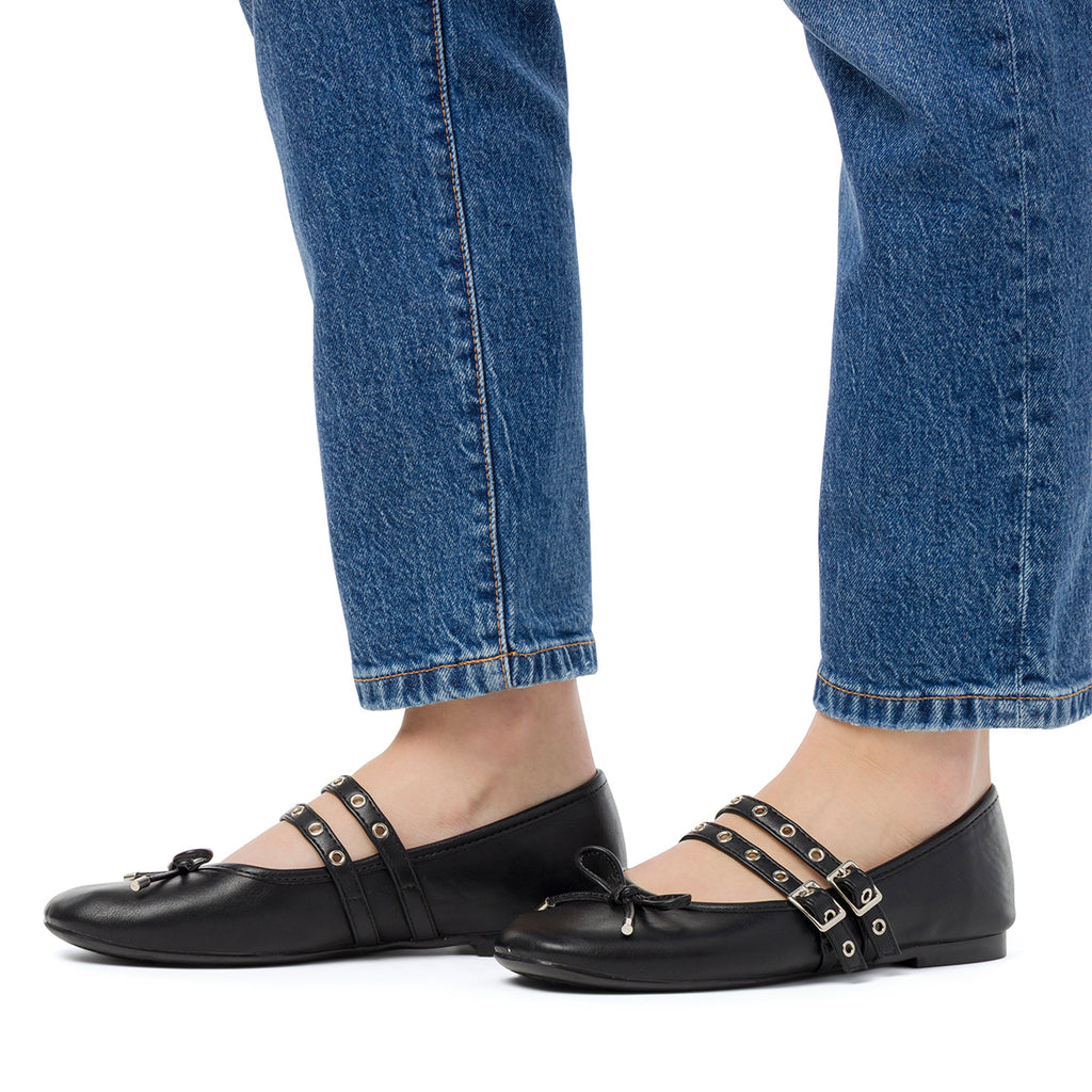 Ballerine nere da Donna con fibbie e borchie Swish Jeans
