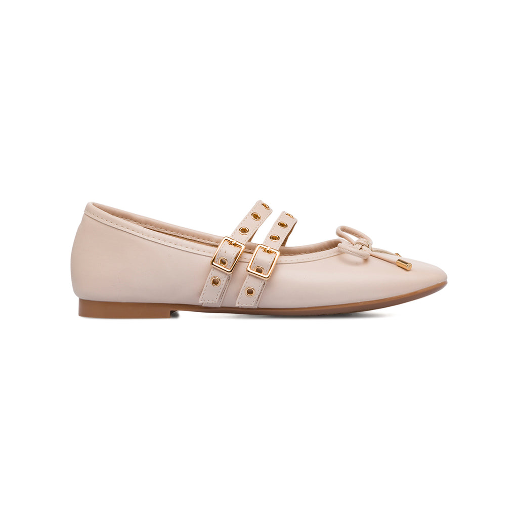 Ballerine beige da Donna con fibbie e borchie Swish Jeans
