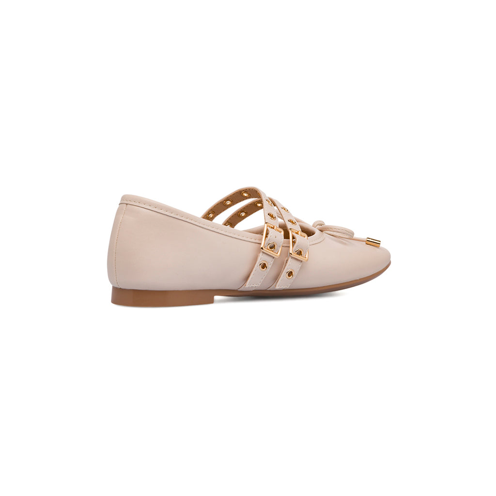 Ballerine beige da Donna con fibbie e borchie Swish Jeans