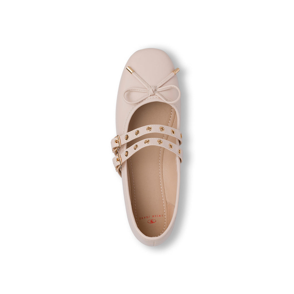 Ballerine beige da Donna con fibbie e borchie Swish Jeans