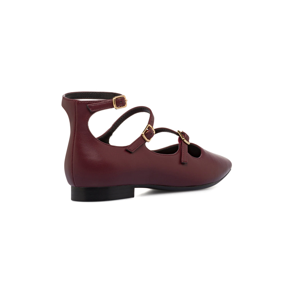 Ballerine Mary jane bordeaux da Donna con fibbie Lora Ferres
