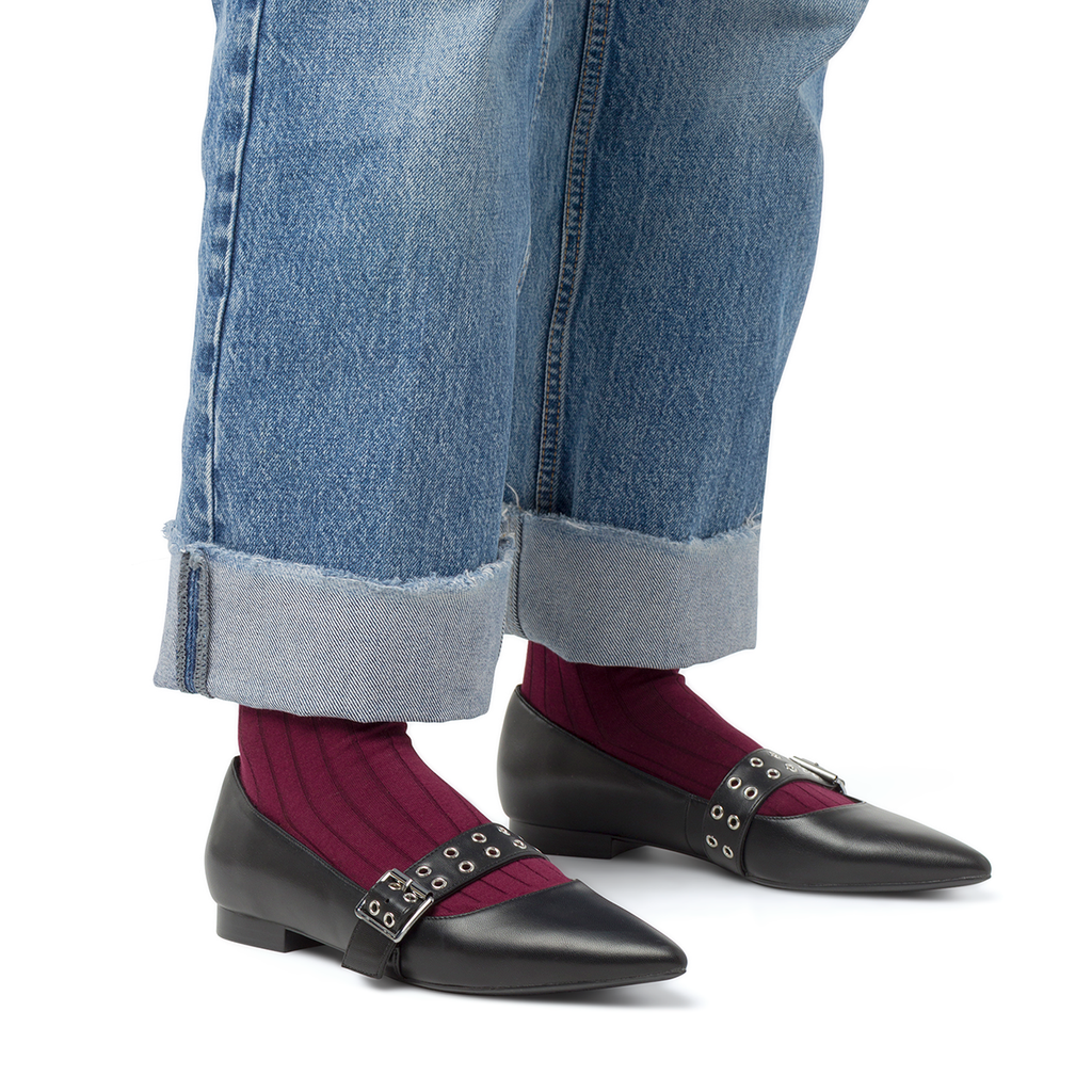 Ballerine nere da Donna con fibbia e occhielli Lora Ferres