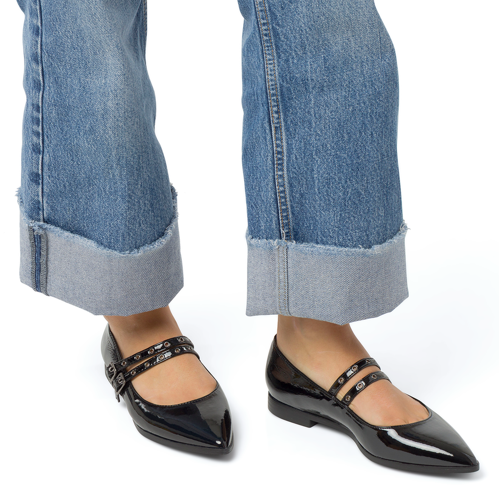 Ballerine nere da Donna con fibbie effetto vernice Lora Ferres