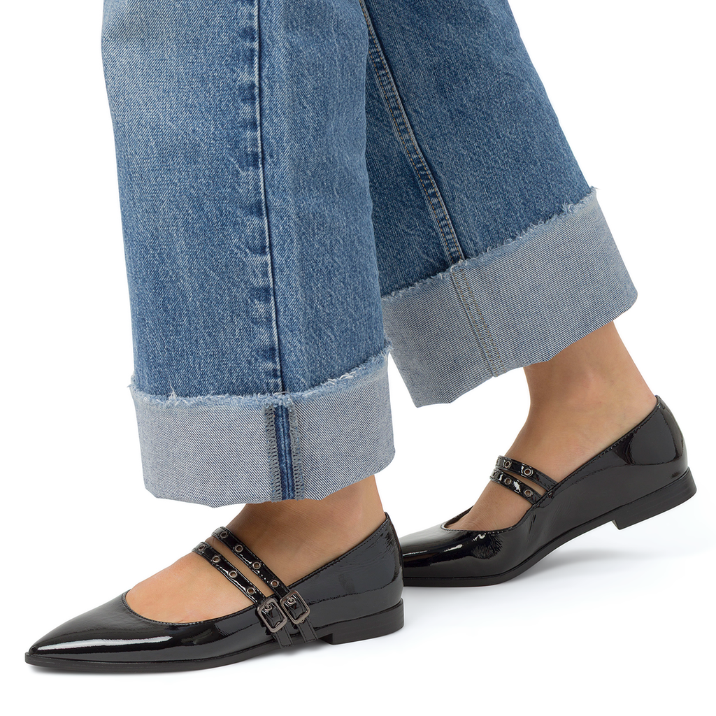Ballerine nere da Donna con fibbie effetto vernice Lora Ferres