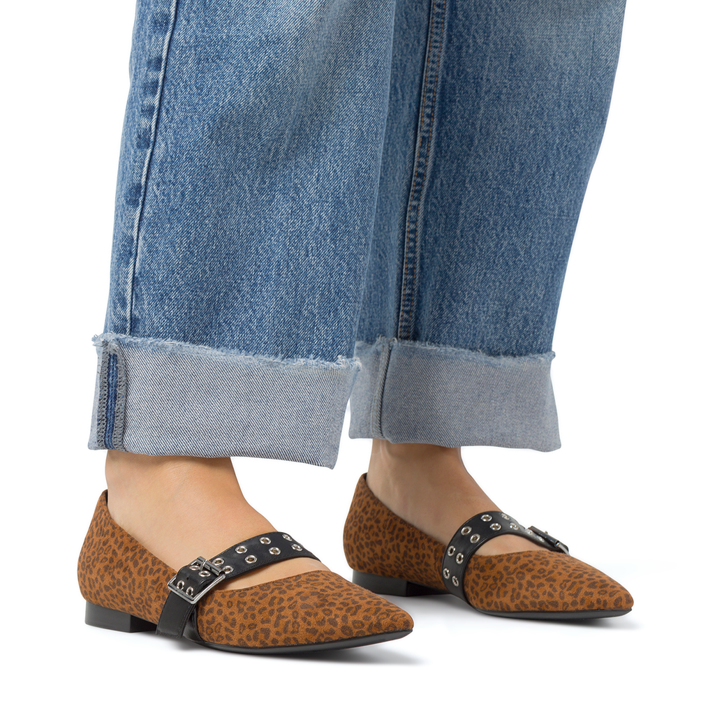 Ballerine con stampa animalier leopardata da Donna Lora Ferres