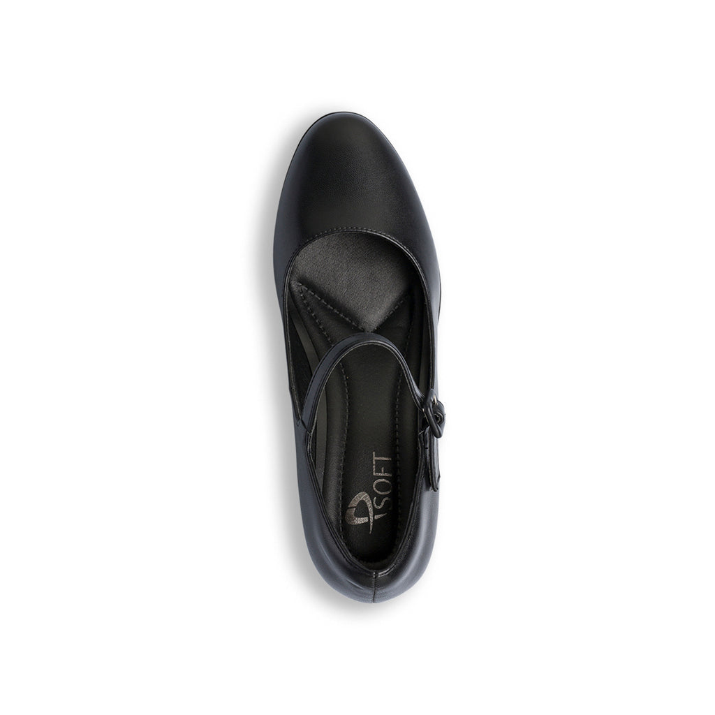 Décolleté nere da donna P Soft con cinturino e tacco 7 cm