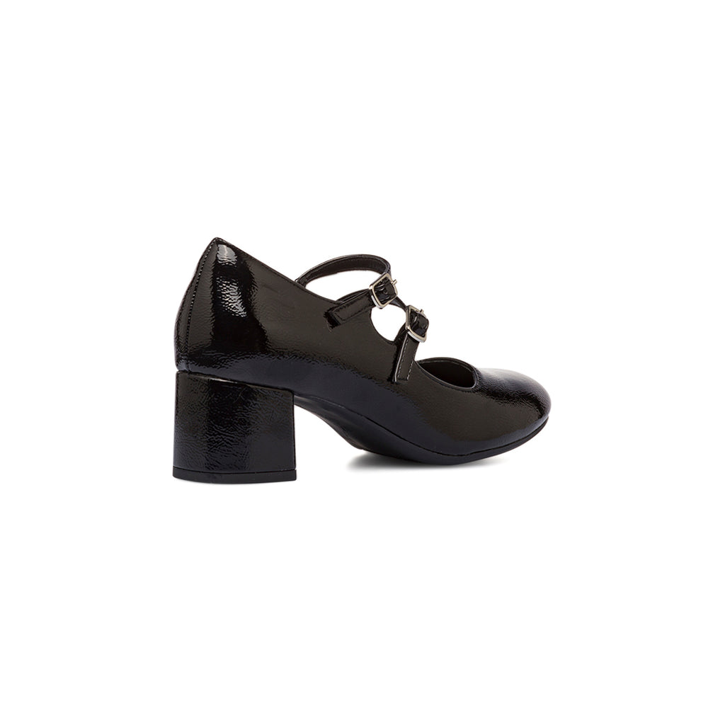 Décolleté Mary Jane bebé donna nere effetto vernice con tacco 5 cm P Soft