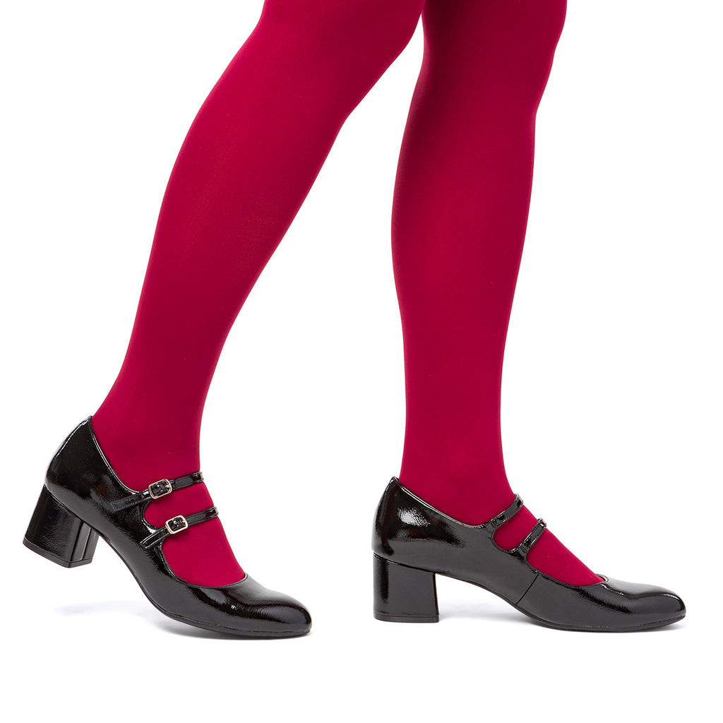 Décolleté Mary Jane bebé donna nere effetto vernice con tacco 5 cm P Soft