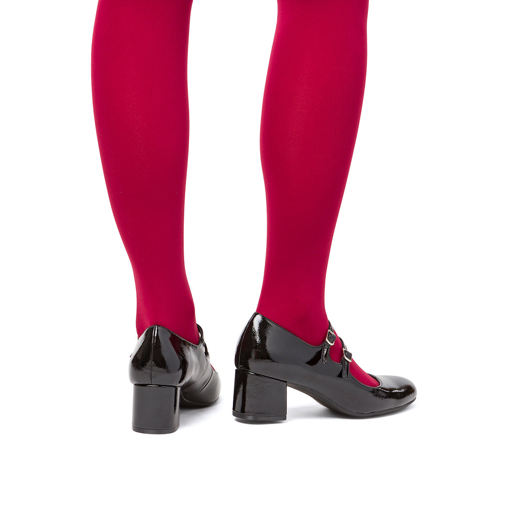 Décolleté Mary Jane bebé donna nere effetto vernice con tacco 5 cm P Soft