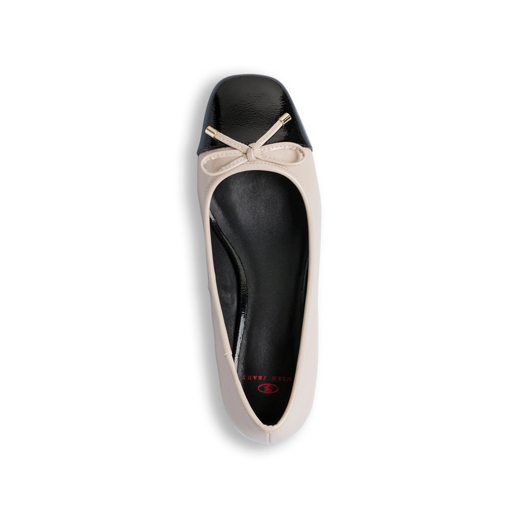 Ballerine da donna beige effetto vernice con tacco 3,5 cm Swish Jeans