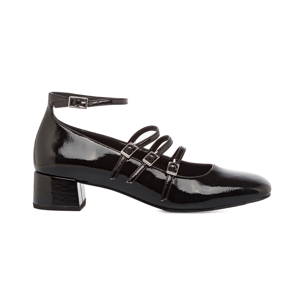 Décolleté Mary Jane nere da donna effetto vernice con tacco 4 cm Swish Jeans