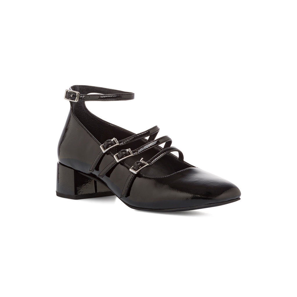 Décolleté Mary Jane nere da donna effetto vernice con tacco 4 cm Swish Jeans