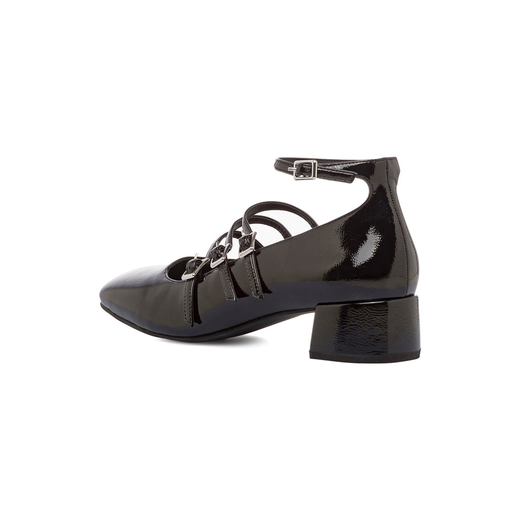 Décolleté Mary Jane nere da donna effetto vernice con tacco 4 cm Swish Jeans