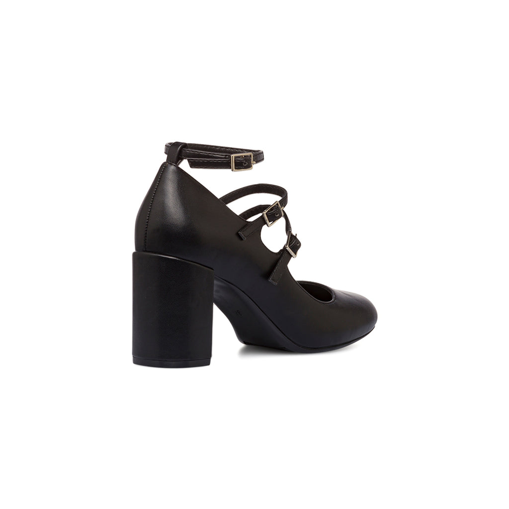 Décolleté Mary Jane da donna nere Lora Ferres con tacco 7,5 cm e cinturini