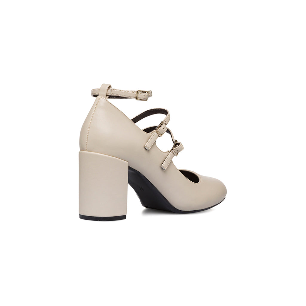 Décolleté Mary Jane da donna bianco off-white Lora Ferres con tacco 7,5 cm e cinturini