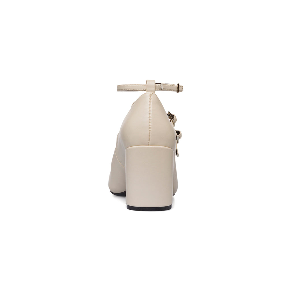 Décolleté Mary Jane da donna bianco off-white Lora Ferres con tacco 7,5 cm e cinturini