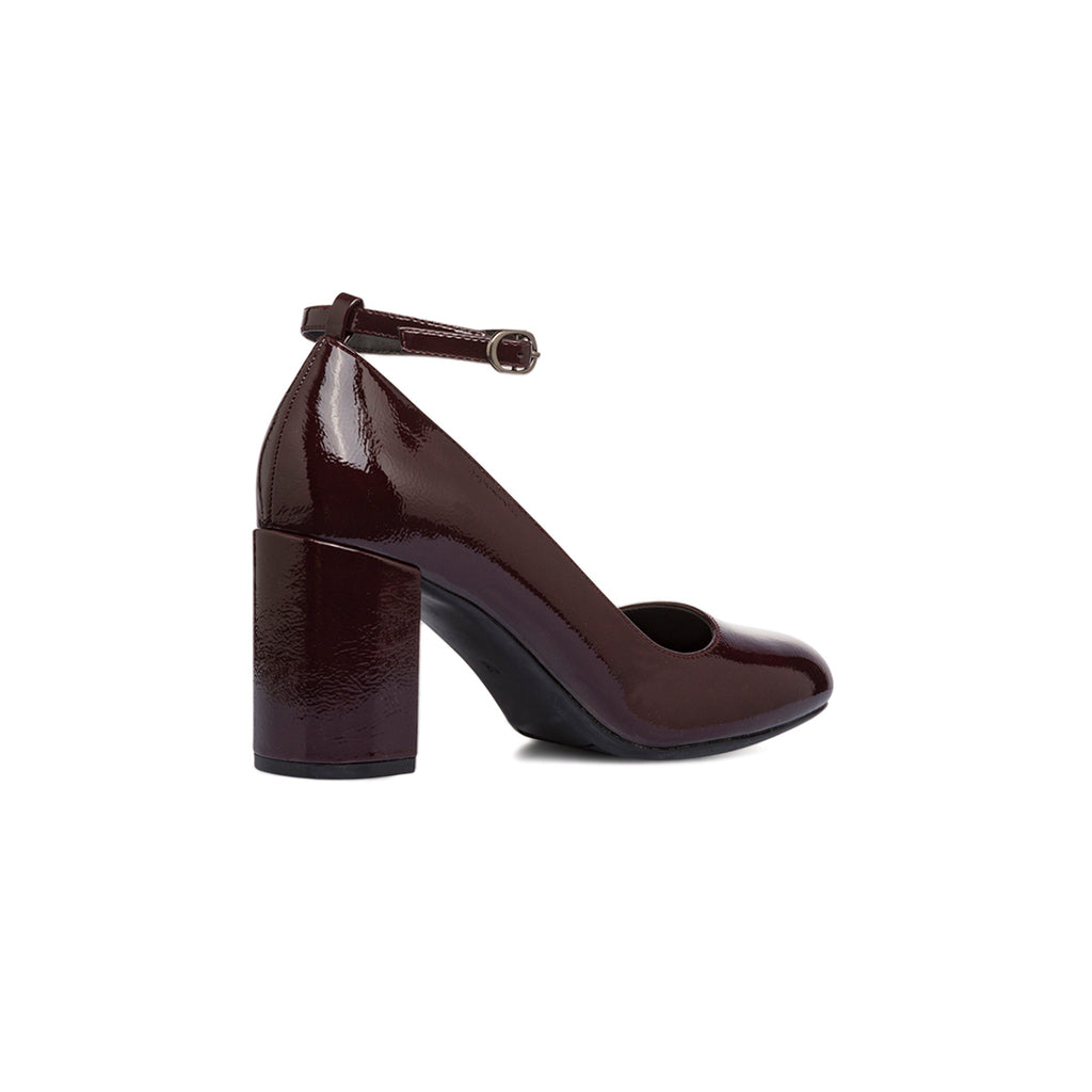 Décolleté Mary Jane bordeaux da donna effetto vernice con tacco 7,5 cm Lora Ferres