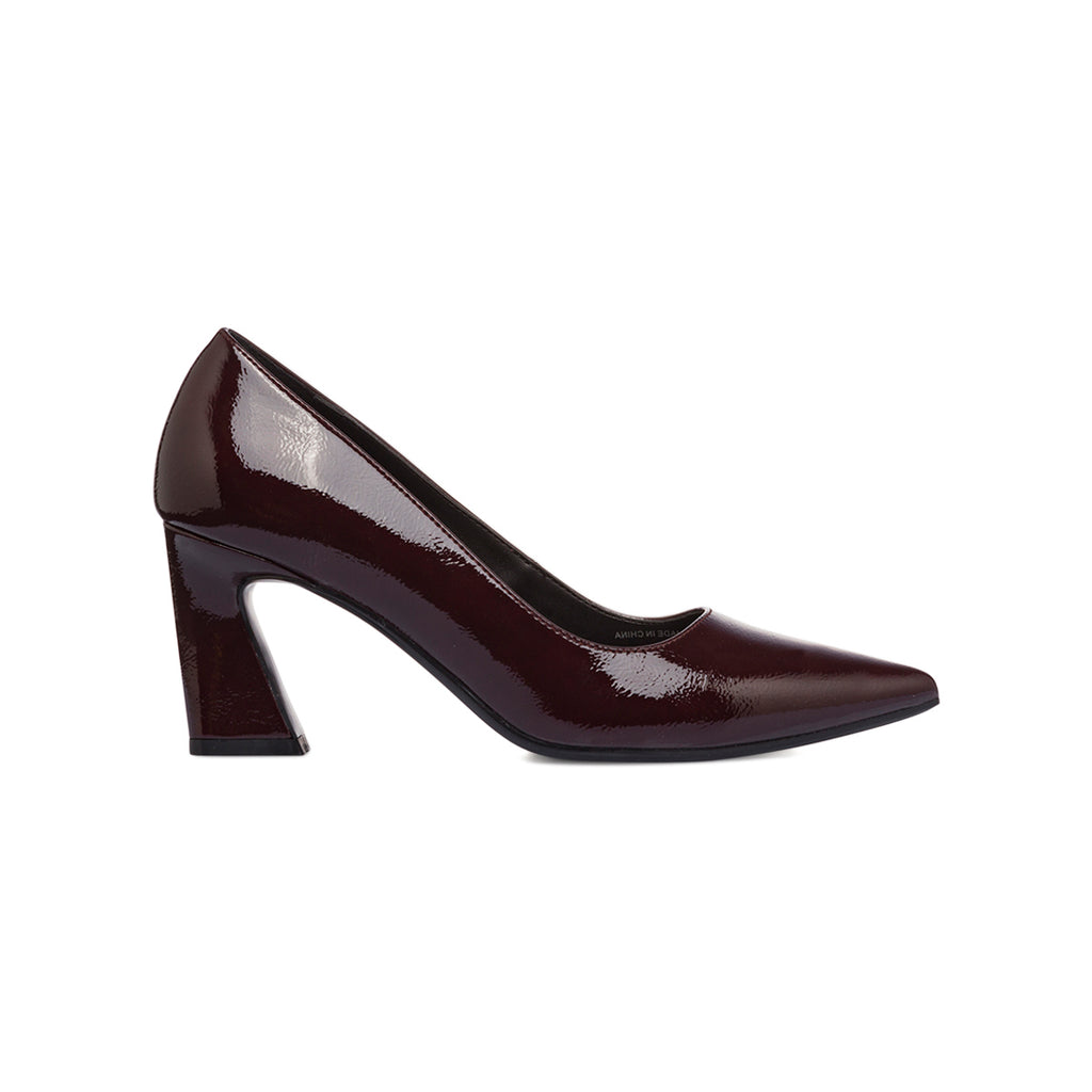 Décolleté da donna bordeaux effetto vernice con tacco campana 7,5 cm Lora Ferres