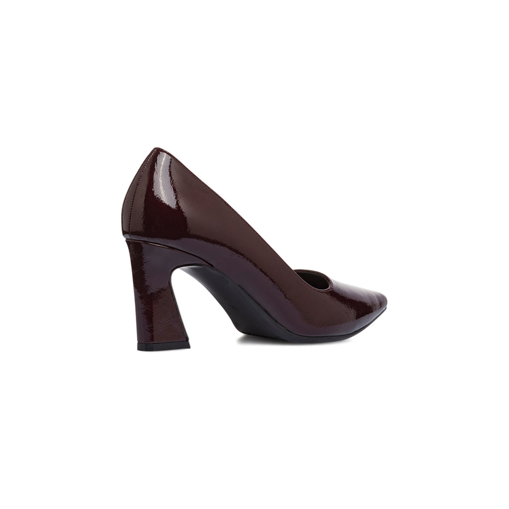 Décolleté da donna bordeaux effetto vernice con tacco campana 7,5 cm Lora Ferres