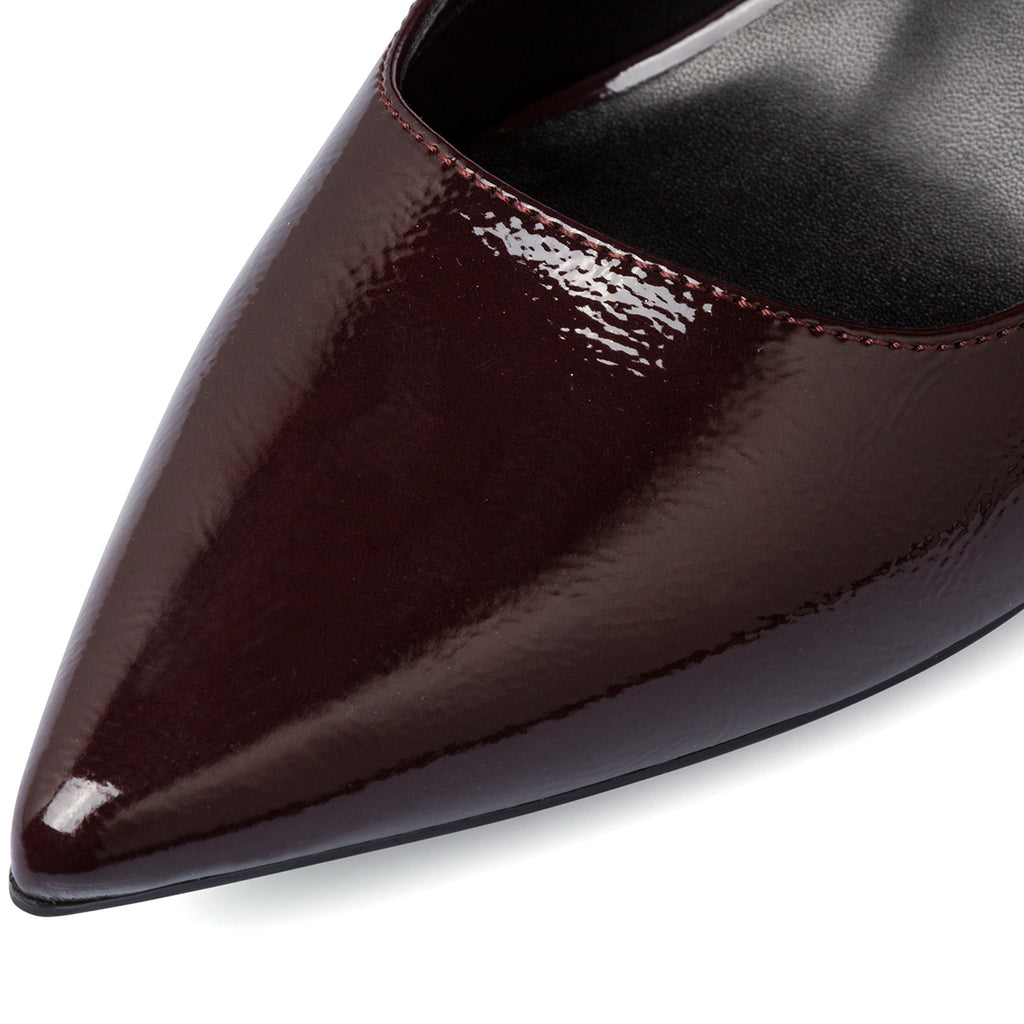 Décolleté da donna bordeaux effetto vernice con tacco campana 7,5 cm Lora Ferres