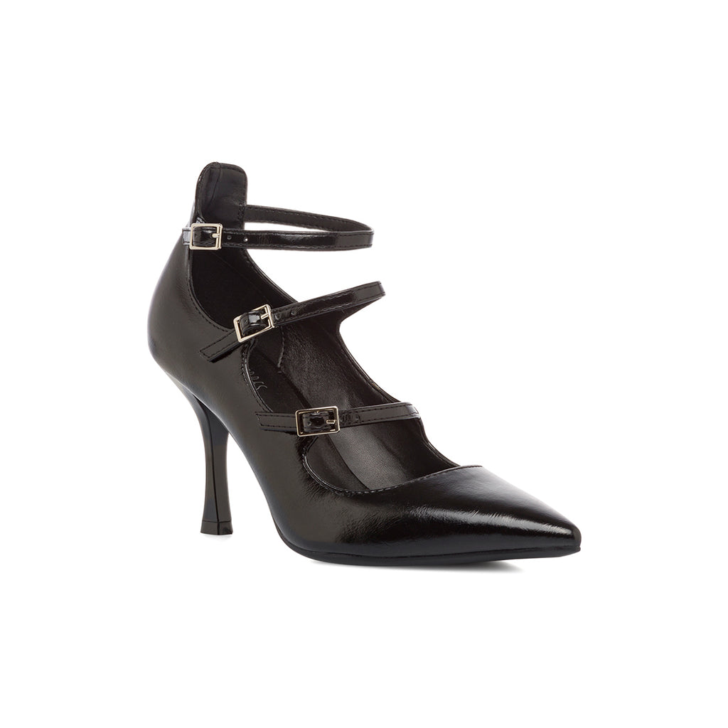 Décolleté Mary Jane da donna nere con tacco 8 cm e cinturini Lora Ferres