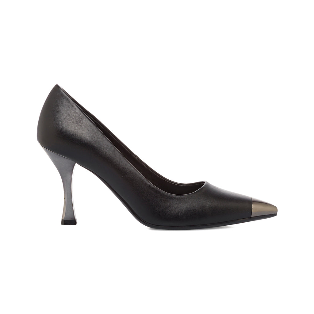 Décolleté da donna nere con tacco 8,5 cm e dettaglio laminato Lora Ferres