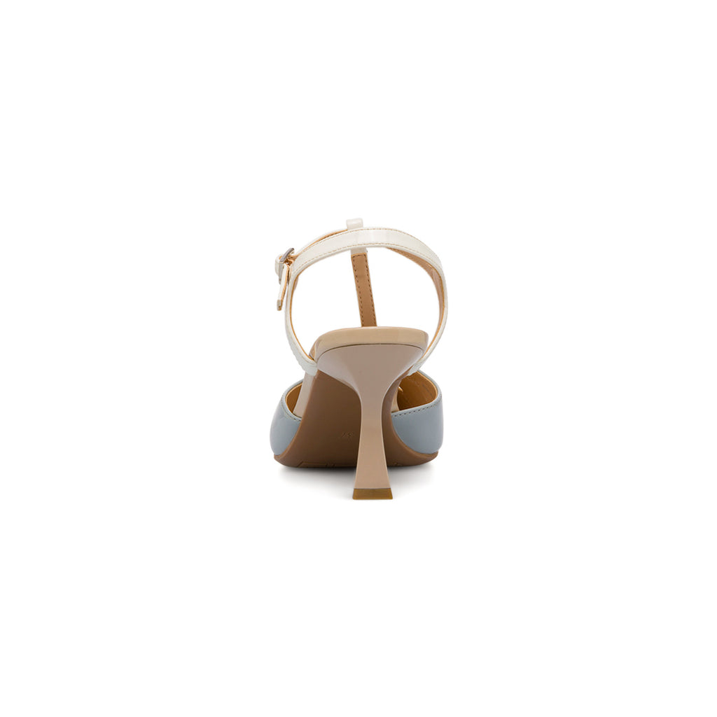 Décolleté nude bianco e celeste da Donna con tacco a rocchetto 7 cm Lora Ferres