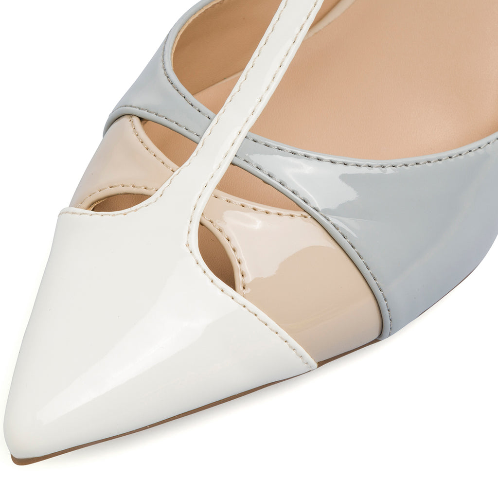 Décolleté nude bianco e celeste da Donna con tacco a rocchetto 7 cm Lora Ferres