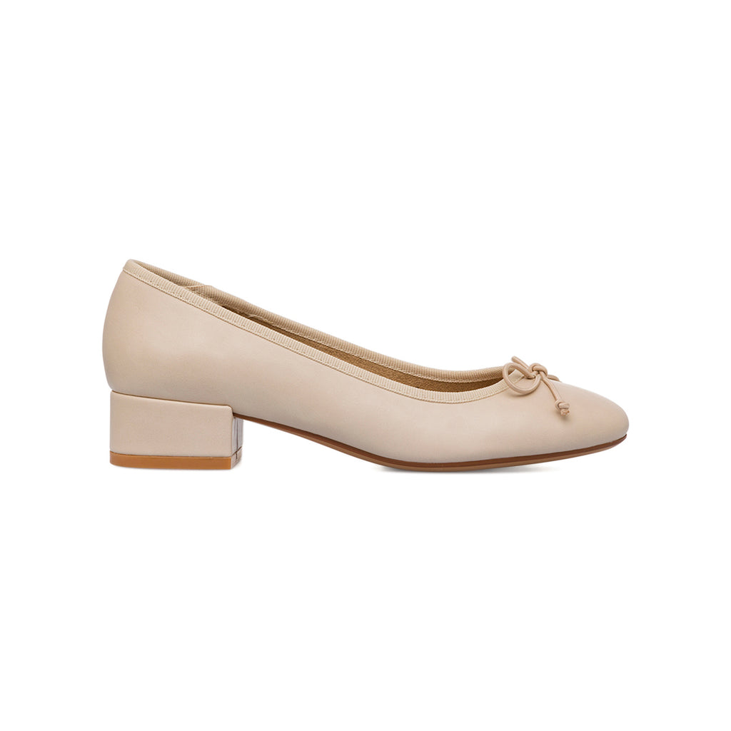 Ballerine beige da Donna con fiocco e tacco 4 cm Lora Ferres