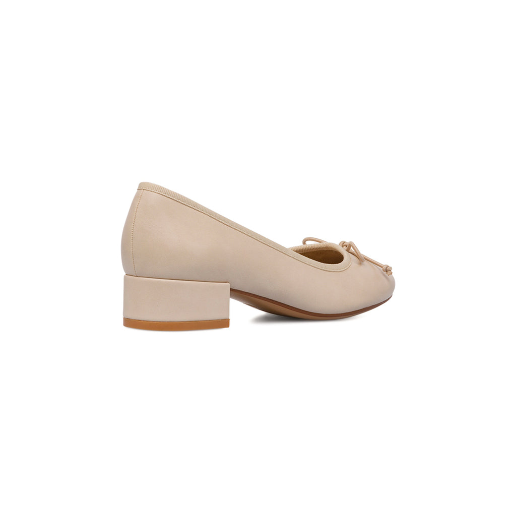 Ballerine beige da Donna con fiocco e tacco 4 cm Lora Ferres