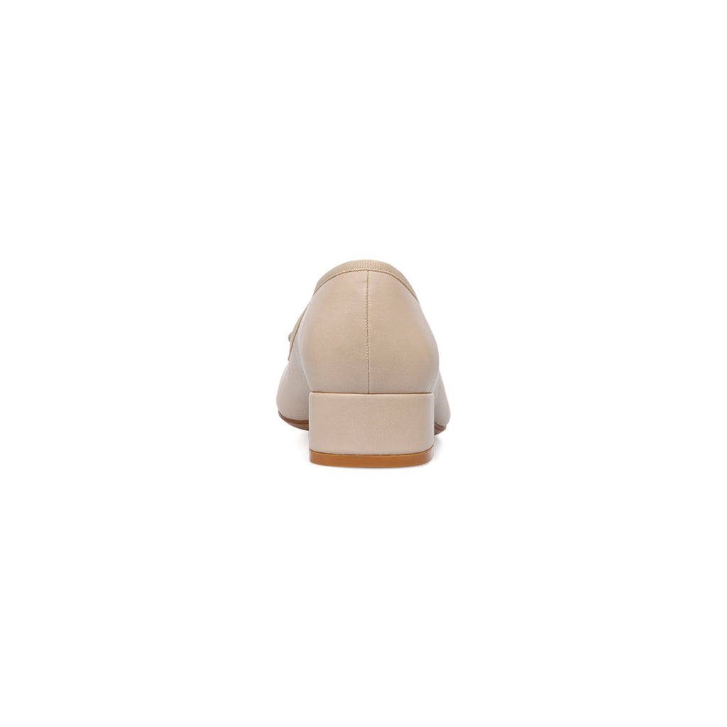Ballerine beige da Donna con fiocco e tacco 4 cm Lora Ferres