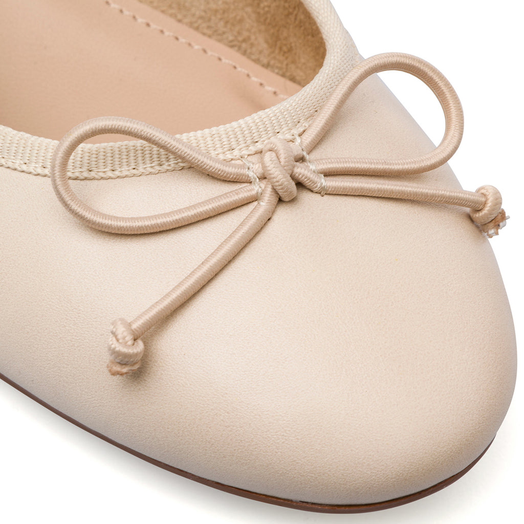Ballerine beige da Donna con fiocco e tacco 4 cm Lora Ferres