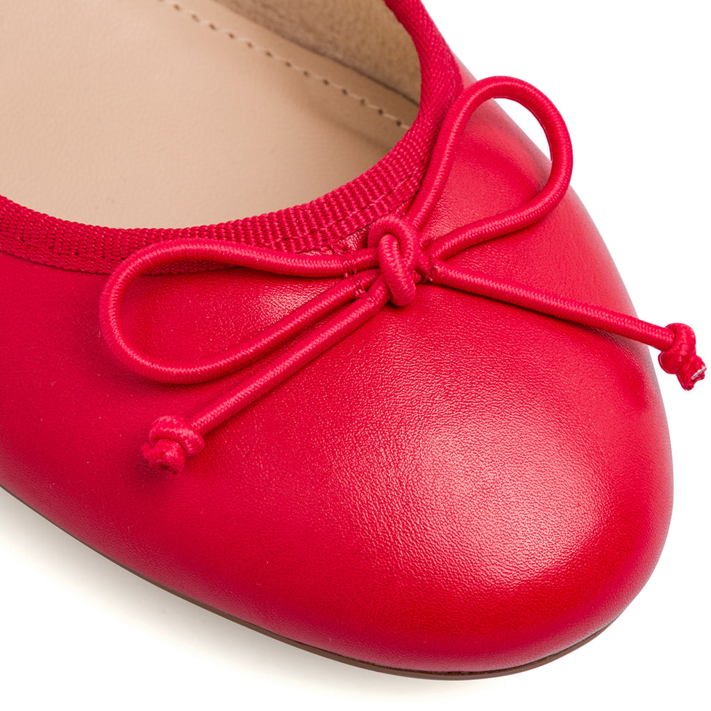 Ballerine rosse da Donna con fiocco e tacco basso Lora Ferres