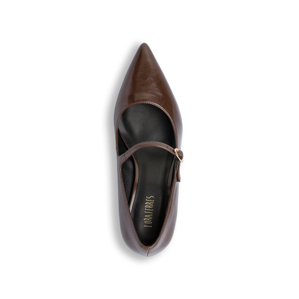 Décolleté marroni da Donna con cinturino e tacco 5,5 cm Lora Ferres