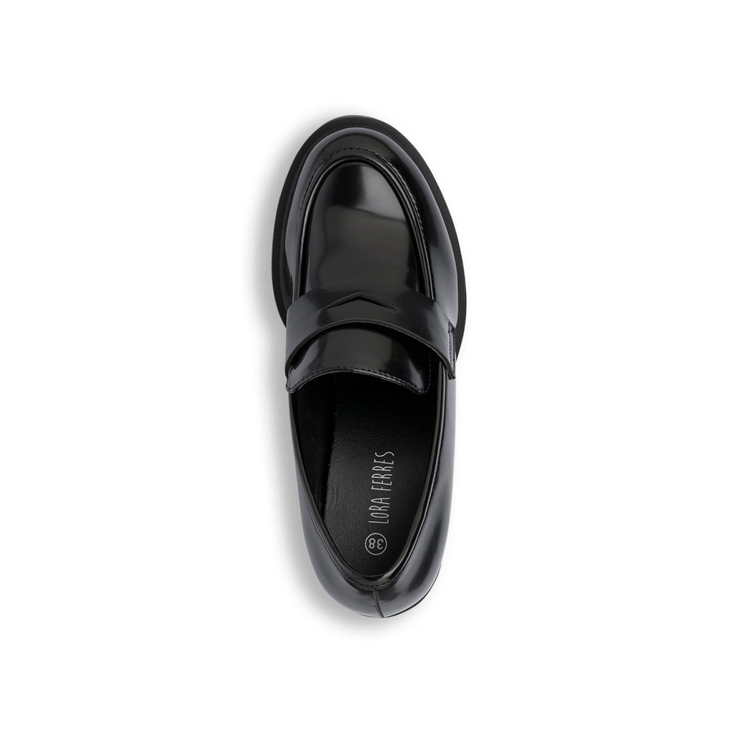 Mocassini da donna chunky neri con tacco Lora Ferres