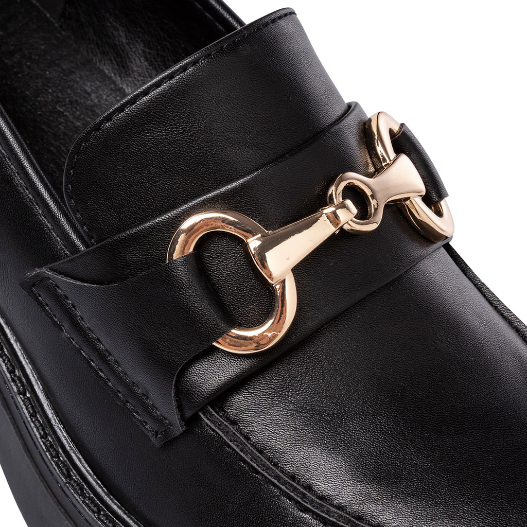 Mocassini chunky neri da Donna con fibbia e tacco Swish Jeans